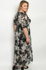 Black Floral Chiffon Plus Size Maxi Dress