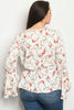 Ivory Floral Long Sleeve Plus Size Wrap Top