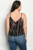 Black and Pink Lace Accent Plus Size Tank Top