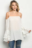 Off White Cold Shoulder Bell Sleeve Top