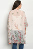 Blush Pink Floral Plus Size Kimono Cardigan
