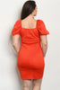Tomato Red Ruffled Peplum Plus Size Bodycon Dress