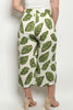 Ivory Leaf Print Plus Size Capri Pants