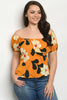 Mustard Yellow Floral Empire Waist Cold Shoulder Plus Size Top
