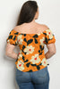 Mustard Yellow Floral Empire Waist Cold Shoulder Plus Size Top