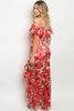 Red Floral Cold Shoulder Mermaid Cut Maxi Dress Gown