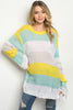 Yellow and Mint Green Long Sleeve Tunic Sweater