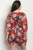 Black and Red Floral Plus Size Romper
