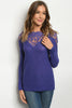 Purple Lace Accent Long Sleeve Sweater