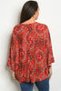 Red Paisley Print Plus Size Tunic Top