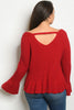 Berry Red Plus Size Peplum Sweater