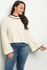 Ivory White Plus Size Bell Sleeve Sweater