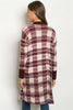 Burgundy Checkered Open Front Cardigan
