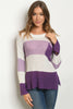 Lavender and Ivory Colorblock Knit Sweater