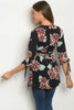 Black Floral Tie Sleeve Tunic Top