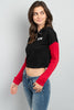 Black and Red Long Sleeve Crop Top