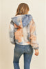 Taupe and Navy Blue Tie Dye Sherpa Jacket