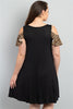 Black Leopard Print Plus Size Dress
