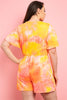 Pink and Yellow Neon Tie Dye Plus Size Romper