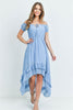 Soft Blue Cold Shoulder High Low Maxi Dress
