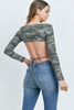 Olive Camouflage Long Sleeve Crop Top