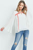 Ivory and Coral Bell Sleeve Top