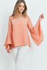 Peach and White Bell Sleeve Top