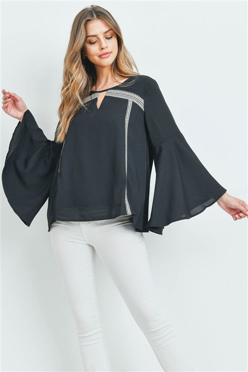Black and White Bell Sleeve Top