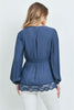 Navy Blue Lace Accent Top