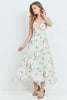 Ivory and Pink Floral Sleeveless Maxi Dress