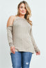 Mocha Brown Cold Shoulder Plus Size Tunic Sweater