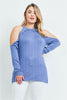 Blue Cold Shoulder Plus Size Tunic Sweater