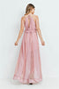 Mauve Pink High Low Lace Accent Maxi Dress
