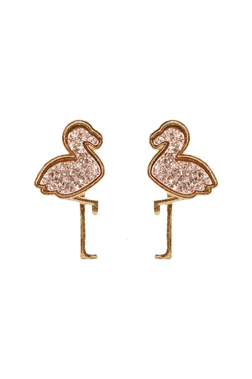 Rose Gold Pink Flamingo Earrings