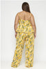 Yellow Floral Plus Size Top and Pants Set