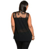 Black Chiffon Sleeveless Plus Size Lace Back Top