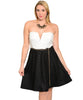 Black and White Strapless Cocktail Dress with Gold Chain Belt
