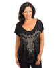 Womens Plus Size Black and White Top Sheer and Sequin Accents