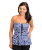 Womans Plus Size Blue and White Strapless Peplum Top
