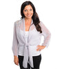 Soft Grey Chiffon Top Lace Shoulder Design Plus Size