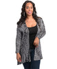 Edgy Long Sleeve Animal Print Cardigan with Lace Back Accent Plus Size