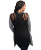 Edgy Long Sleeve Animal Print Cardigan with Lace Back Accent Plus Size