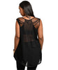 Black Sleeveless Top with Keyhole Accent Sheer Back and Necklace