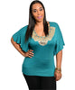 Womans Plus Size Jade Top with Sequin Accents