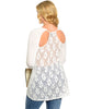 Ivory Stretch Knit Plus Size Long Sleeve Hi-Lo Top with Lace Back