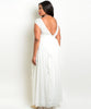 Women's Plus Size Ivory Ruffled Evening Gown Sweetheart Neckline Rhinestone Details