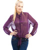 Purple Semi Sheer Plus Size Gemstone Collar Shirt