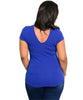 Royal Blue Stretch Fit Top with Jeweled Choker Accent Neckline
