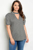 black and gray striped plus size top 