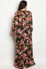 Black and Pink Floral Chiffon Plus Size Top and Maxi Skirt Set